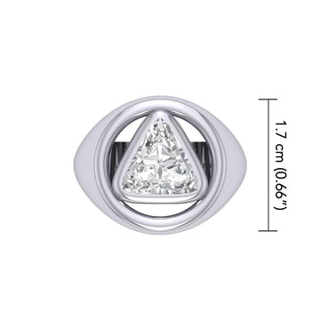 Large Men Silver Ring with Trillion-cut Gemstone TRI2446 - Jewelry